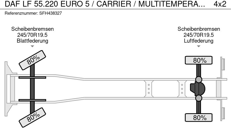 Chladirenské nákladné vozidlo DAF LF 55.220 EURO 5 / CARRIER / MULTITEMPERATUUR / DHOLLANDIA: obrázok 13