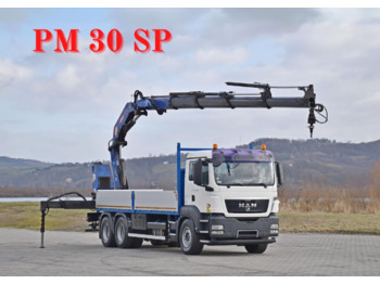 Valníkový/ Plošinový nákladný automobil, Auto s hydraulickou rukou MAN TGS 26.360*PRITSCHE 6,60m * PM 30 SP / FUNK *6x4: obrázok 1