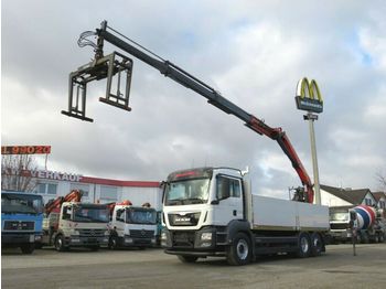 Valníkový/ Plošinový nákladný automobil, Auto s hydraulickou rukou MAN TG-S 26.480 6x2 Pritsche Heckkran: obrázok 1