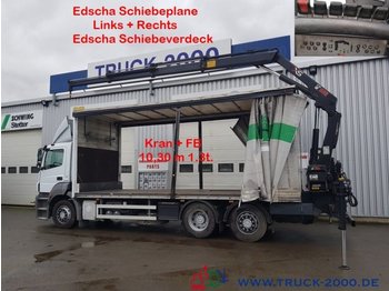 Plachtové nákladné vozidlo, Auto s hydraulickou rukou Mercedes-Benz 2636 Kran Hiab XS 144 Schiebeplane L+R + Dach BC: obrázok 1