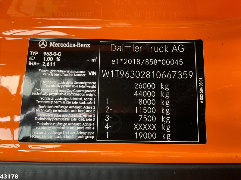 Hákový nosič kontajnerov, Auto s hydraulickou rukou Mercedes-Benz Actros 2643 Euro 6 HMF 23 Tonmeter laadkraan: obrázok 20