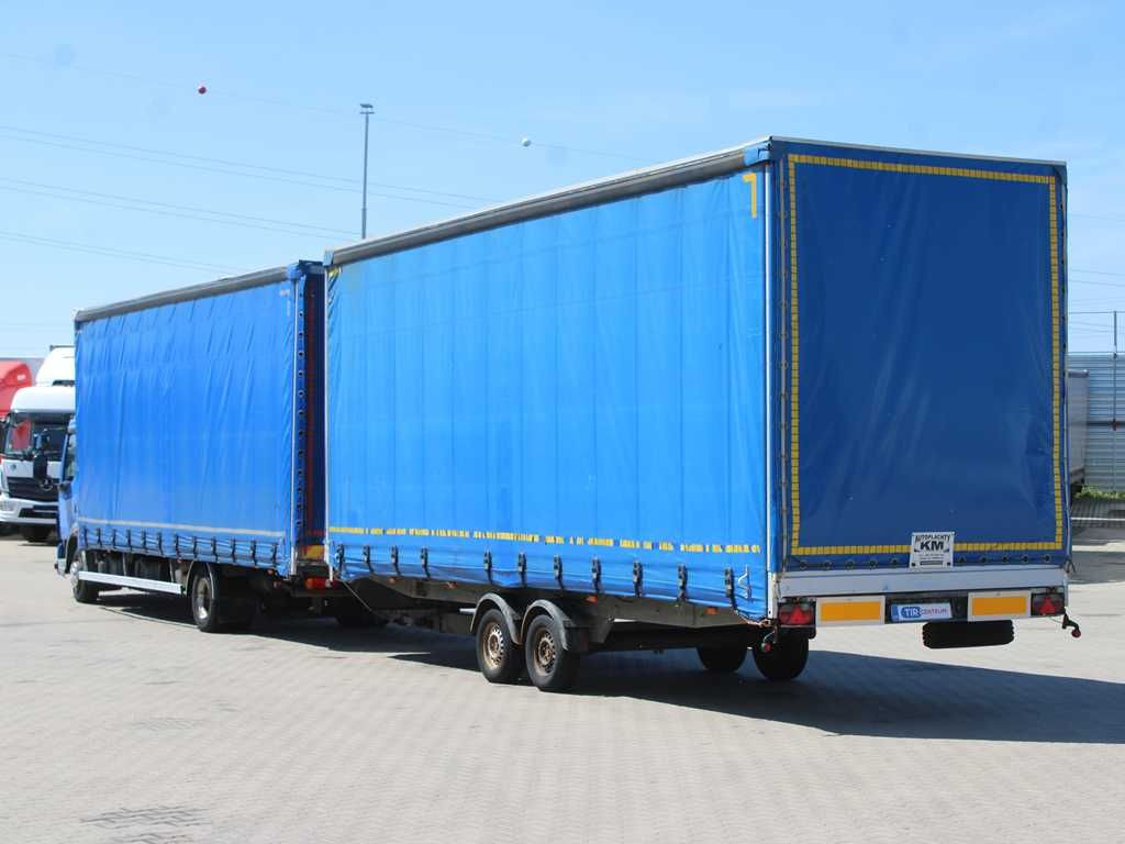 Plachtové nákladné vozidlo DAF FA LF 45, EURO 5, PNEU 80% + TRAILER AGADOS