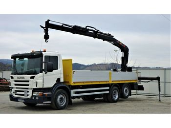 Valníkový/ Plošinový nákladný automobil, Auto s hydraulickou rukou Scania P340 Pritsche 6,80m +Kran/Funk*6x4*Topzustand!: obrázok 1