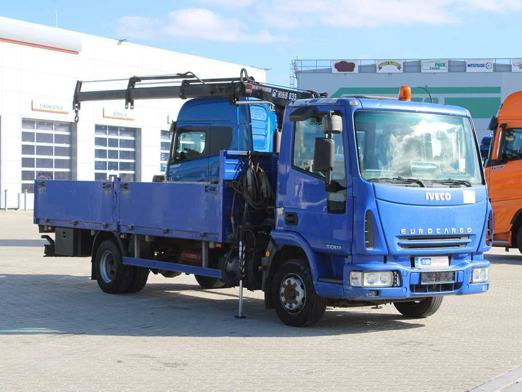 Valníkový/ Plošinový nákladný automobil Iveco EUROCARGO 100E17, EURO 3, HYDRAULIC ARM HIAB 035-2