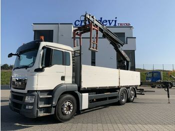 Valníkový/ plošinový nákladný automobil MAN TGS 26.400 6x2 BL Hiab 166 K PRO mit Steinzange