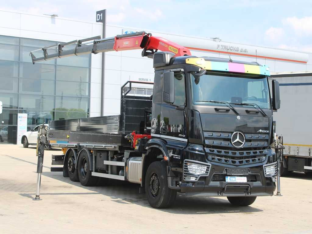 Valníkový/ Plošinový nákladný automobil Mercedes-Benz Arocs 2542, 6X2, EURO 6, CAMERA, PALFINGER PK 24