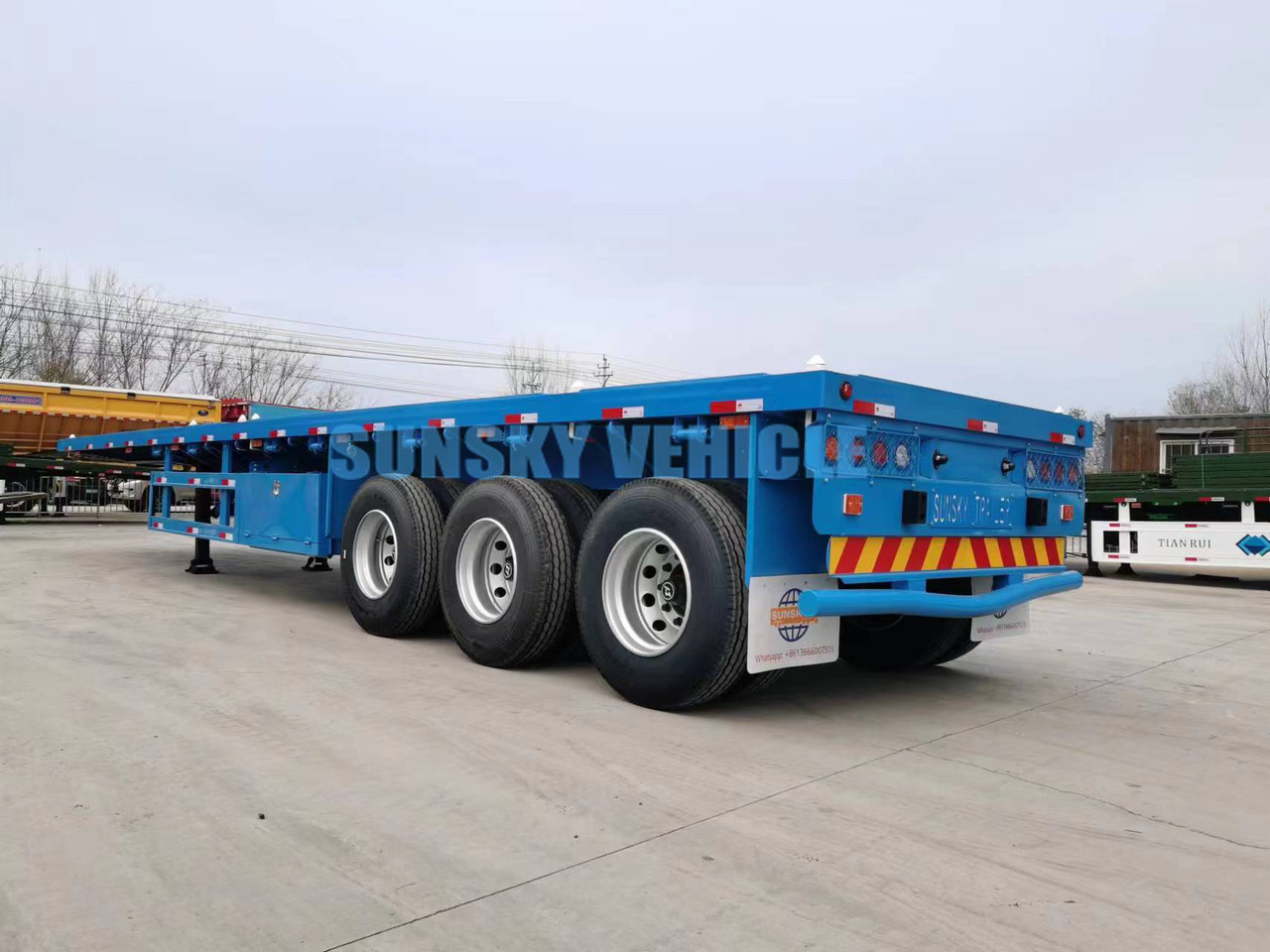 Nový Plošinový/ Valníkový náves na prepravu sypký materiál SUNSKY 40FT 3 axle flatbed trailer: obrázok 10