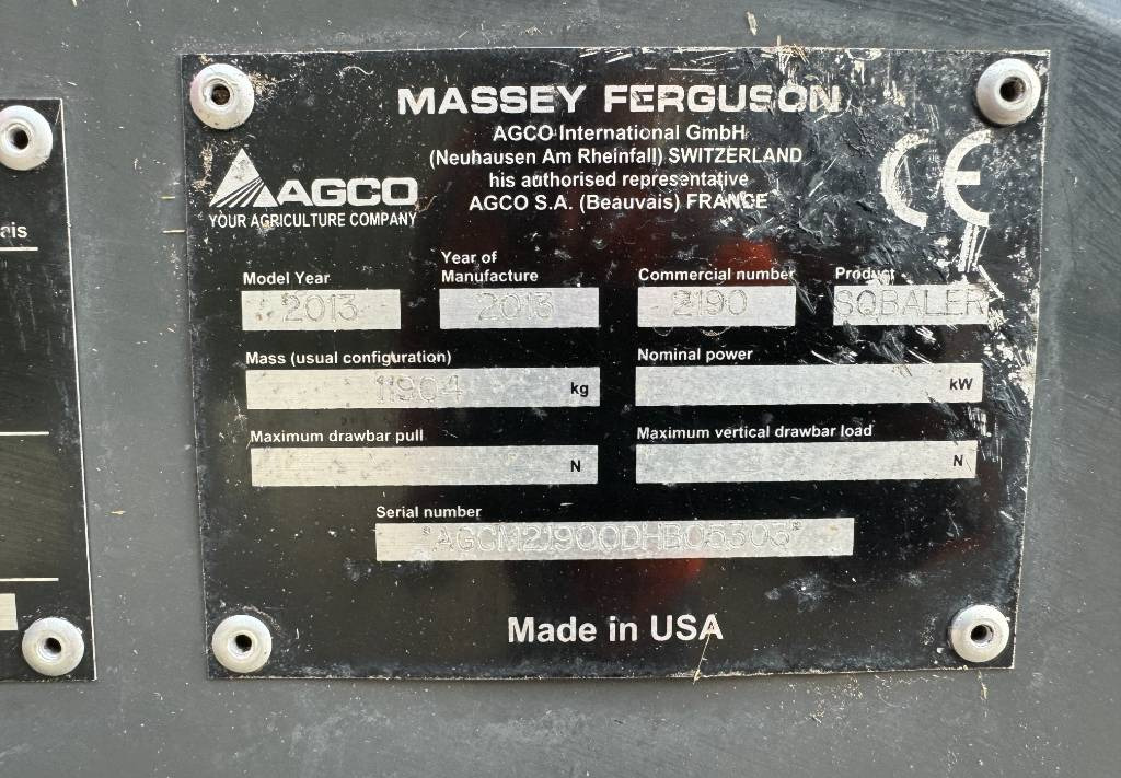 Lis na hranaté balíky Massey Ferguson 2190: obrázok 17