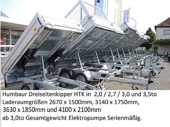 Nový Príves sklápěcí Humbaur - HTK3500.37 Dreiseitenkipper 3,5to Stahlbordwände: obrázok 1