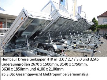 Príves sklápěcí Humbaur - HTK3500.37 Dreiseitenkipper 3,5to Stahlbordwände