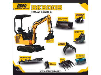 Berger Kraus Mini Excavator BK800B with FULL equipment - Mini rýpadlo