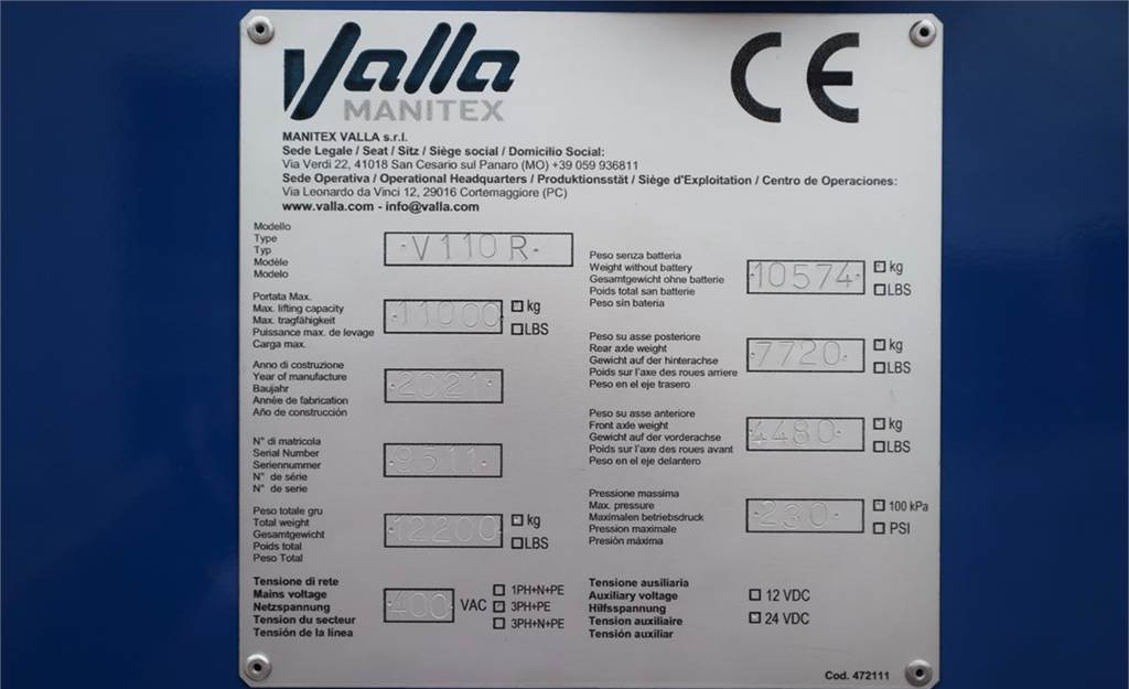 Žeriav pre všetky terény Valla V110R Valid inspection, *Guarantee! Fully Electric: obrázok 6