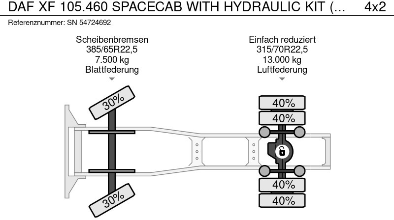 Ťahač DAF XF 105.460 SPACECAB WITH HYDRAULIC KIT (ZF16 MANUAL GEARBOX / HYDRAULIC KIT / FRIDGE / EURO 5 / AIRCONDITIONING): obrázok 14