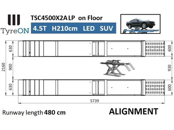 Skladová technika TSC4500X2A LP wheel alignment lift - On floor - Free wheel lifting system - 4.8 m led lightened runways (63 cm wide) - 210 cm lifting height - 4.5 T: obrázok 3 Skladová technika TSC4500X2A LP wheel alignment lift - On floor - Free wheel lifting system - 4.8 m led lightened runways (63 cm wide) - 210 cm lifting height - 4.5 T: obrázok 3