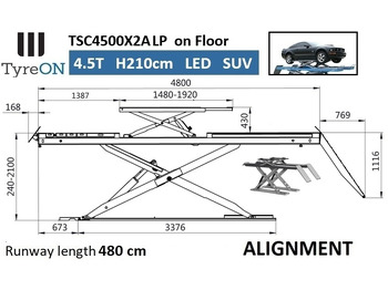 Skladová technika TSC4500X2A LP wheel alignment lift - On floor - Free wheel lifting system - 4.8 m led lightened runways (63 cm wide) - 210 cm lifting height - 4.5 T: obrázok 2 Skladová technika TSC4500X2A LP wheel alignment lift - On floor - Free wheel lifting system - 4.8 m led lightened runways (63 cm wide) - 210 cm lifting height - 4.5 T: obrázok 2