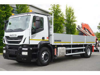 Valníkový/ Plošinový nákladný automobil, Auto s hydraulickou rukou Iveco Stralis 310 / 34 tho km !!! / FASSI 4 Tons 400 MTH! / Flatbed: obrázok 4