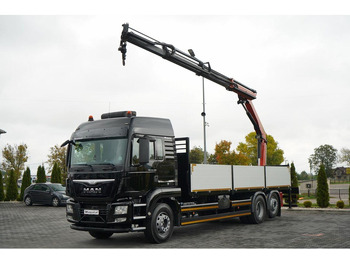 Valníkový/ Plošinový nákladný automobil, Auto s hydraulickou rukou MAN TGS 26.440 / 6X2 / SKRZYNIOWY 7,5 M / OŚ PODNOSZONA  + HDS PALFI: obrázok 3