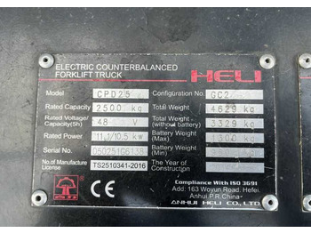 Elektrický vysokozdvižný vozík Heli CPD25: obrázok 4