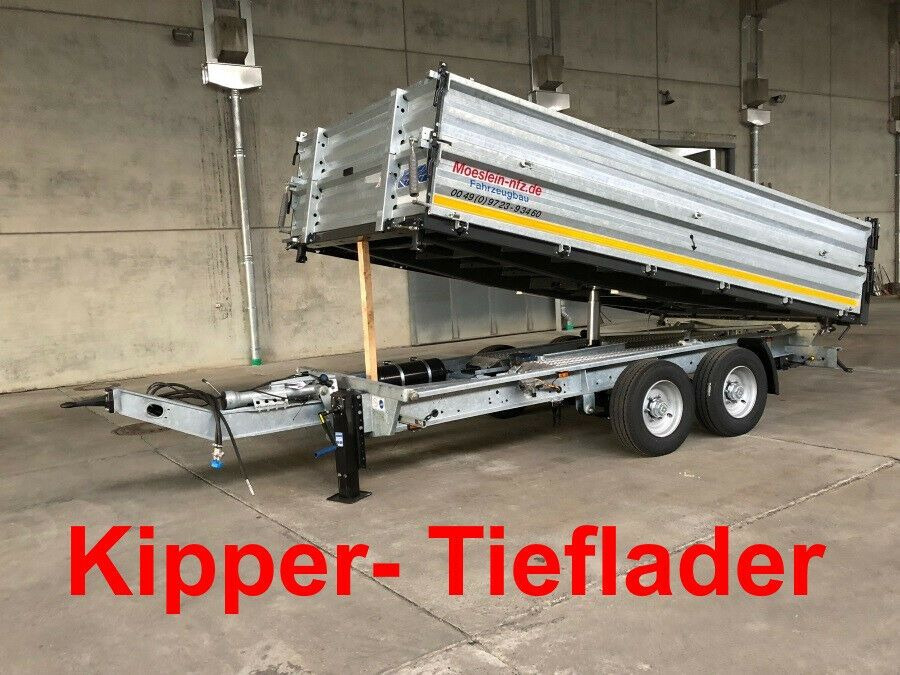 Möslein neuer Tandem 3- Seitenkipper Tiefladermit Bordw - Príves sklápěcí: obrázok 1 Möslein neuer Tandem 3- Seitenkipper Tiefladermit Bordw - Príves sklápěcí: obrázok 1