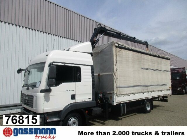 MAN TGL 12.240BL 4x2, mit Kran Hiab 088 mit Funk - Plachtové nákladné vozidlo, Auto s hydraulickou rukou: obrázok 1 MAN TGL 12.240BL 4x2, mit Kran Hiab 088 mit Funk - Plachtové nákladné vozidlo, Auto s hydraulickou rukou: obrázok 1