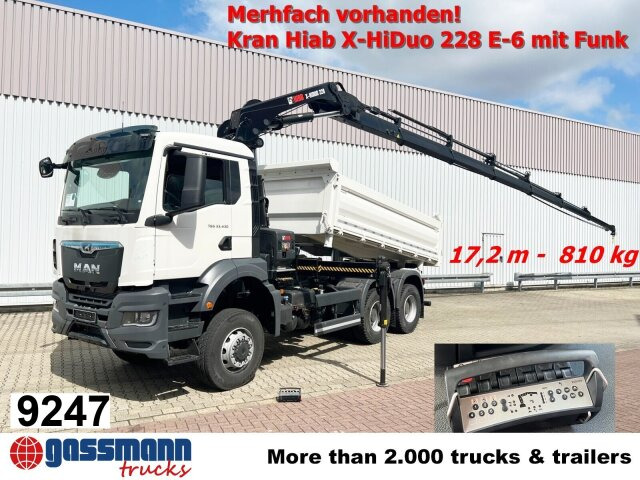 MAN TGS 33.430 6x6 BB CH mit Kran Hiab X-HiDuo 228 - Sklápač, Auto s hydraulickou rukou: obrázok 1 MAN TGS 33.430 6x6 BB CH mit Kran Hiab X-HiDuo 228 - Sklápač, Auto s hydraulickou rukou: obrázok 1
