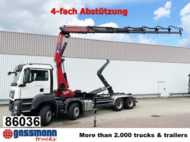 MAN TGS 35.480 8X4 BL, Intarder, Kran HMF 3220-K6, - Hákový nosič kontajnerov, Auto s hydraulickou rukou: obrázok 1 MAN TGS 35.480 8X4 BL, Intarder, Kran HMF 3220-K6, - Hákový nosič kontajnerov, Auto s hydraulickou rukou: obrázok 1