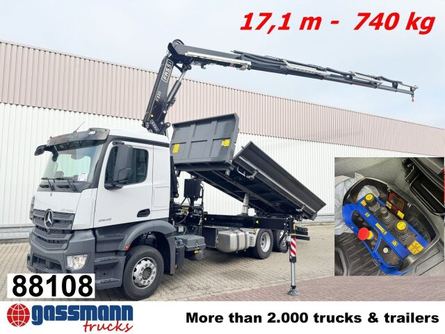 Mercedes-Benz Actros 2545 L 6x2, 2x Bordmatik, Kran Fassi - Sklápač, Auto s hydraulickou rukou: obrázok 1 Mercedes-Benz Actros 2545 L 6x2, 2x Bordmatik, Kran Fassi - Sklápač, Auto s hydraulickou rukou: obrázok 1