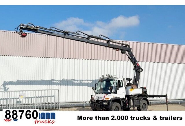 Unimog U400 4x4, Frontzapfwelle, Heckkran Hiab XS - Valníkový/ Plošinový nákladný automobil, Auto s hydraulickou rukou: obrázok 1 Unimog U400 4x4, Frontzapfwelle, Heckkran Hiab XS - Valníkový/ Plošinový nákladný automobil, Auto s hydraulickou rukou: obrázok 1