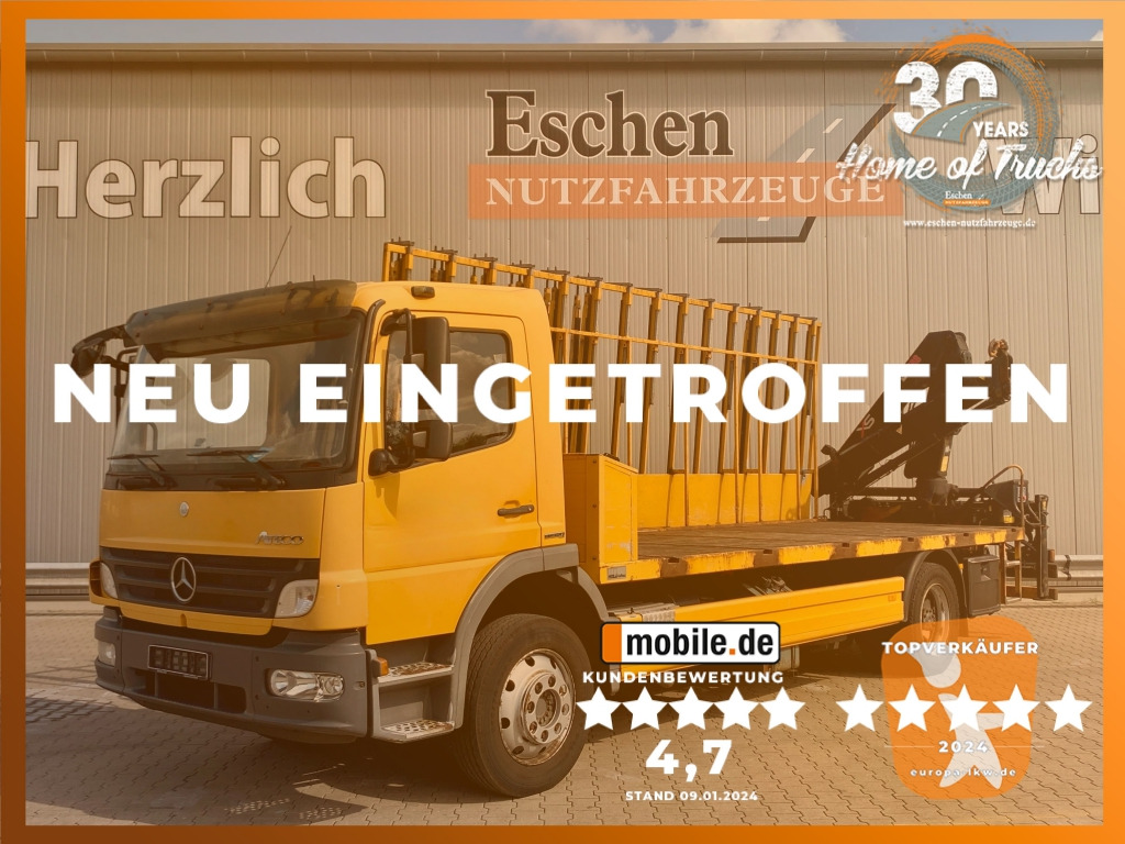 Mercedes-Benz 1224 L Atego / HIAB-Kran / Glastransporter - Valníkový/ Plošinový nákladný automobil, Auto s hydraulickou rukou: obrázok 1 Mercedes-Benz 1224 L Atego / HIAB-Kran / Glastransporter - Valníkový/ Plošinový nákladný automobil, Auto s hydraulickou rukou: obrázok 1
