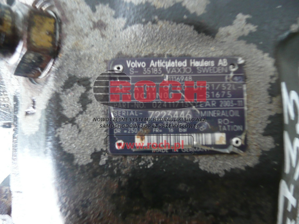 VOLVO AL A10VO60DFR1/52L-VUC11N00-S1675 02411713 11116948 - Hydraulické čerpadlo: obrázok 1 VOLVO AL A10VO60DFR1/52L-VUC11N00-S1675 02411713 11116948 - Hydraulické čerpadlo: obrázok 1