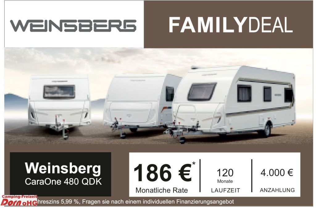 Weinsberg CaraOne 480 QDK 3 Pakete Weinsberg CaraOne 480 QDK 3 Pakete - Obytný príves: obrázok 1 Weinsberg CaraOne 480 QDK 3 Pakete Weinsberg CaraOne 480 QDK 3 Pakete - Obytný príves: obrázok 1