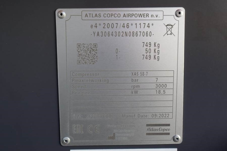 Atlas Copco XAS 58-7 Valid inspection, *Guarantee! Diesel, Vol - Vzduchový kompresor: obrázok 4 Atlas Copco XAS 58-7 Valid inspection, *Guarantee! Diesel, Vol - Vzduchový kompresor: obrázok 4