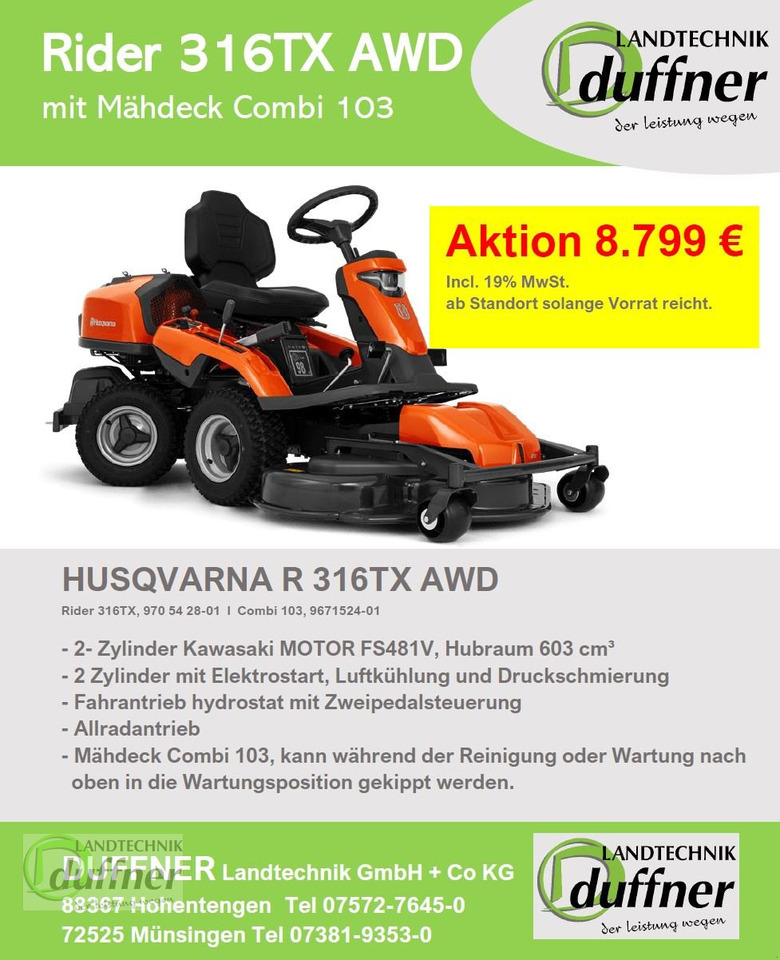 Husqvarna Rider 316TX AWD Allrad - Záhradná kosačka: obrázok 1 Husqvarna Rider 316TX AWD Allrad - Záhradná kosačka: obrázok 1