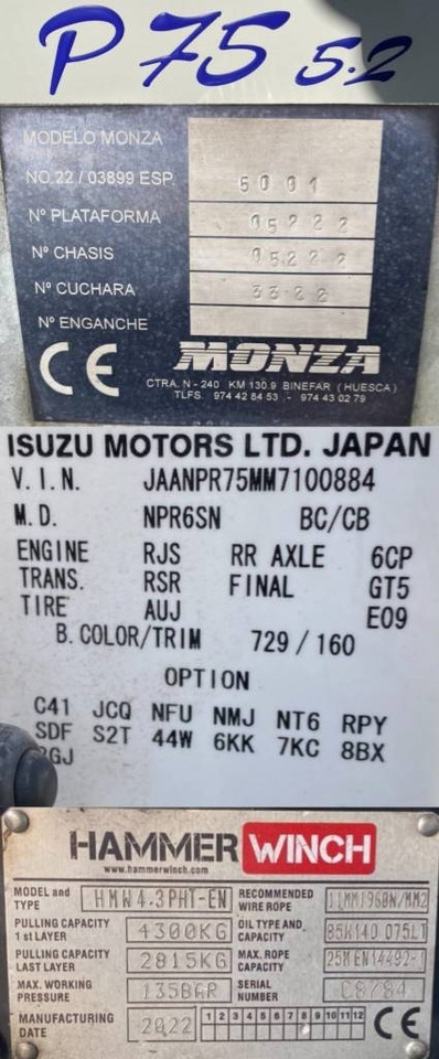 Nákladné vozidlo na prepravu automobilov Isuzu P75-S2/MONZA 1er Main Carte grise Française: obrázok 14 Nákladné vozidlo na prepravu automobilov Isuzu P75-S2/MONZA 1er Main Carte grise Française: obrázok 14