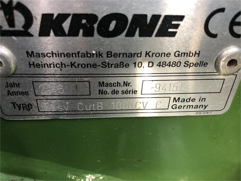 Krone EasyCut B 1000 CV - Kosačka: obrázok 5 Krone EasyCut B 1000 CV - Kosačka: obrázok 5
