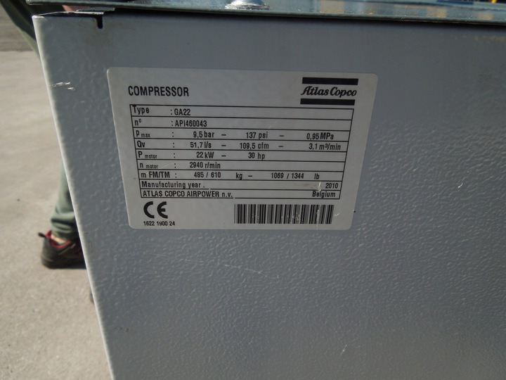 Atlas Copco GA22FF - Vzduchový kompresor: obrázok 1 Atlas Copco GA22FF - Vzduchový kompresor: obrázok 1