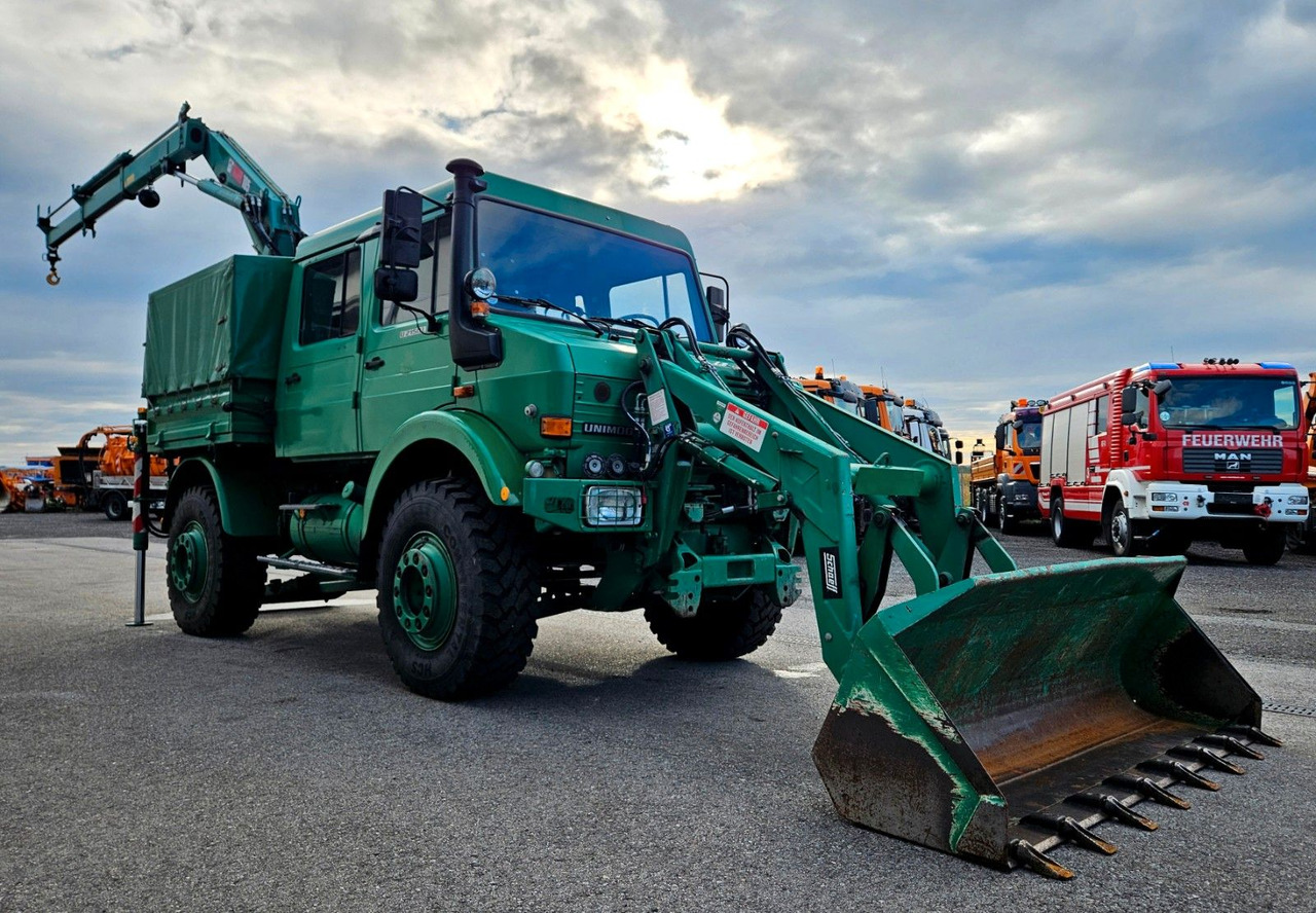 Unimog U2150 Doka HIAB 105 Kran Winde Frontlader - Nákladné auto, Auto s hydraulickou rukou: obrázok 5 Unimog U2150 Doka HIAB 105 Kran Winde Frontlader - Nákladné auto, Auto s hydraulickou rukou: obrázok 5