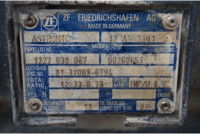 ZF 12AS2301OD TGA 81.32003-6794 - Prevodovka pre Nákladné auto: obrázok 5 ZF 12AS2301OD TGA 81.32003-6794 - Prevodovka pre Nákladné auto: obrázok 5