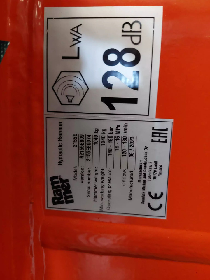 2023 Rammer 2155E - Hydraulické kladivo: obrázok 3 2023 Rammer 2155E - Hydraulické kladivo: obrázok 3