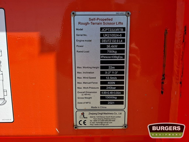 Dingli JCPT2223RTB 4x4 Diesel Schaarhoogwerker 22m - Samohybná plošiny: obrázok 5 Dingli JCPT2223RTB 4x4 Diesel Schaarhoogwerker 22m - Samohybná plošiny: obrázok 5