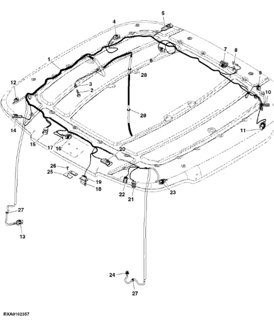 RE583698 John Deere 8345R - Wiązka przewodów dachu - Kábel/ Káblový zväzok pre Traktor: obrázok 1 RE583698 John Deere 8345R - Wiązka przewodów dachu - Kábel/ Káblový zväzok pre Traktor: obrázok 1