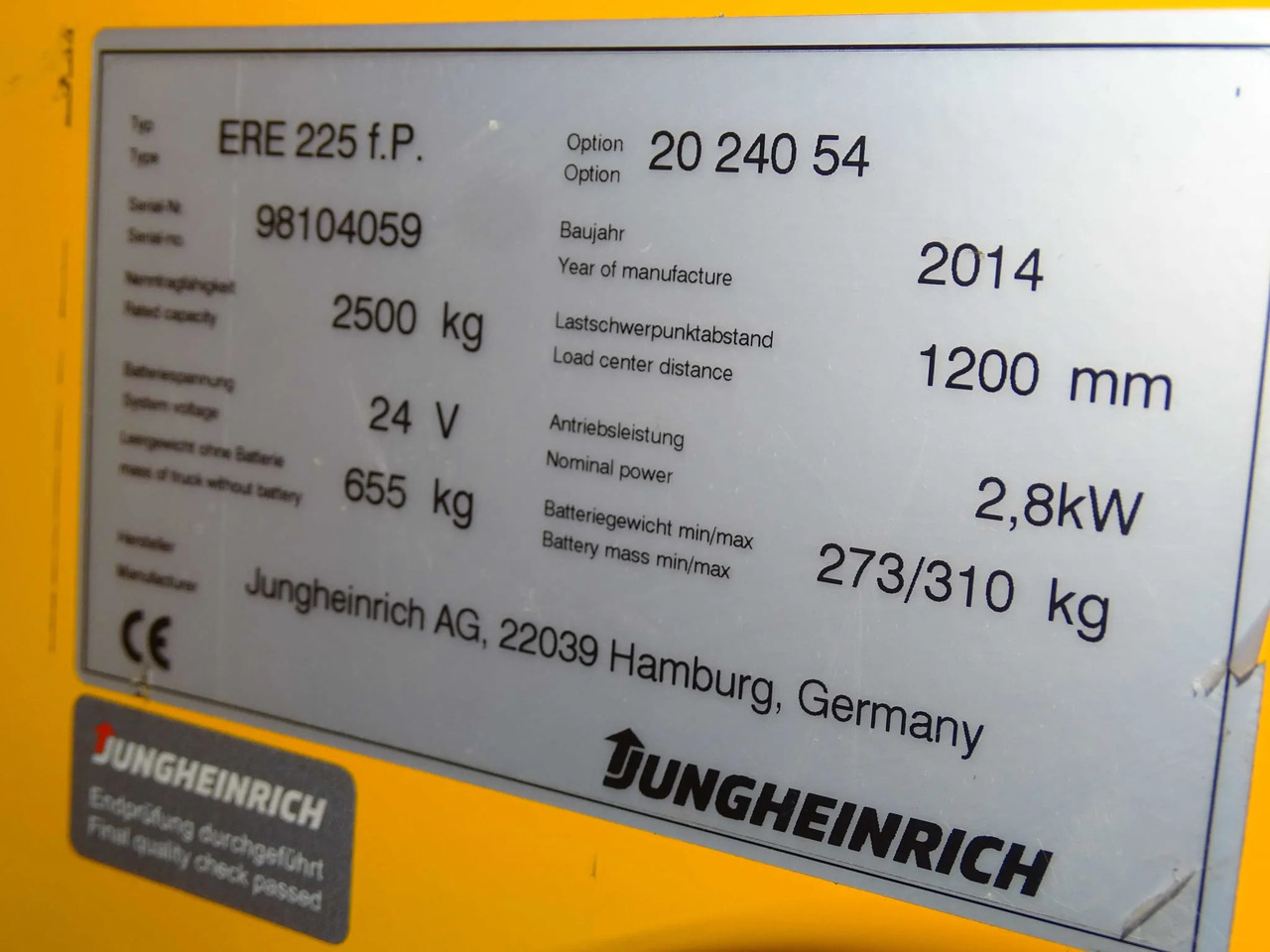 Jungheinrich ERE225/2400 mm - Paletový vozík: obrázok 2 Jungheinrich ERE225/2400 mm - Paletový vozík: obrázok 2
