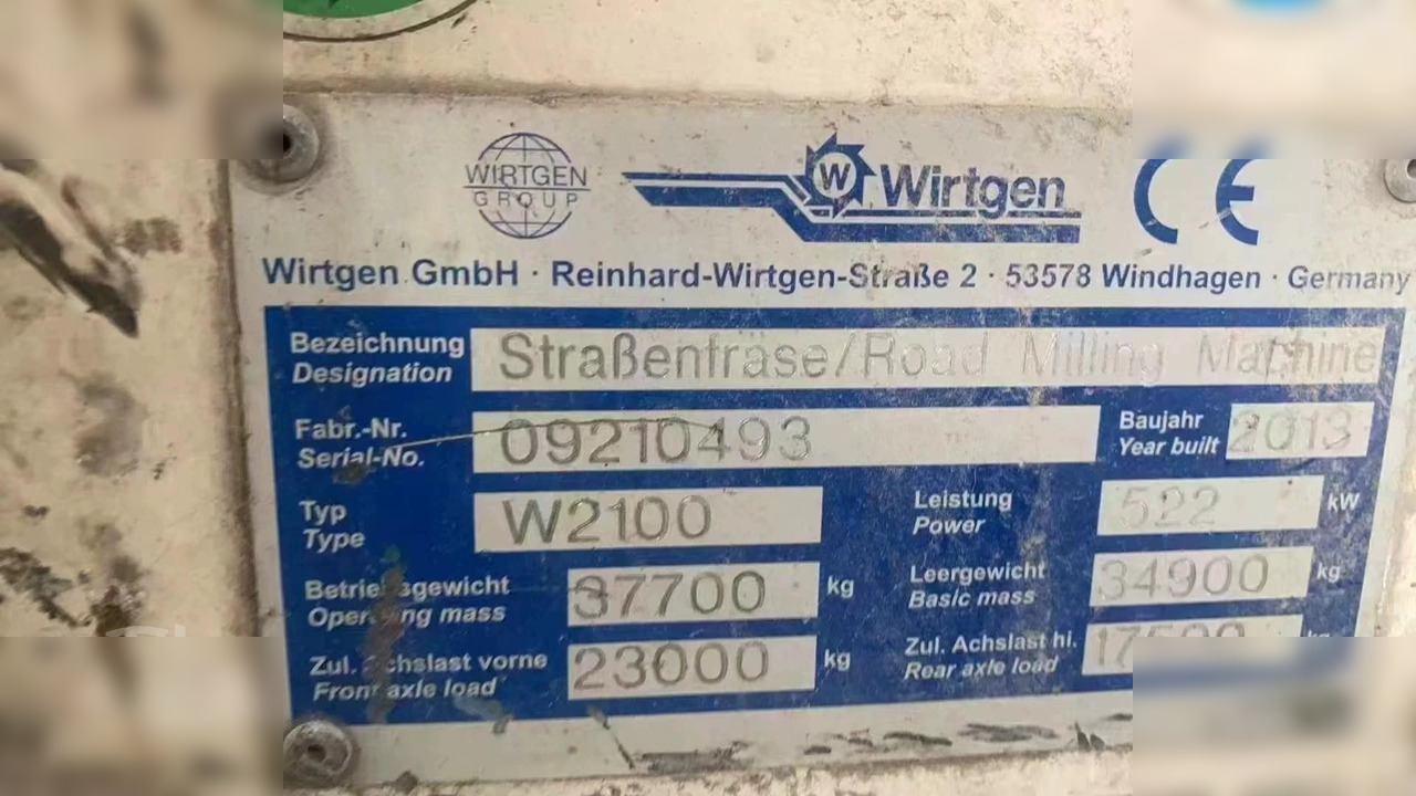 2013 WIRTGEN W2100 - Cestná fréza: obrázok 3 2013 WIRTGEN W2100 - Cestná fréza: obrázok 3