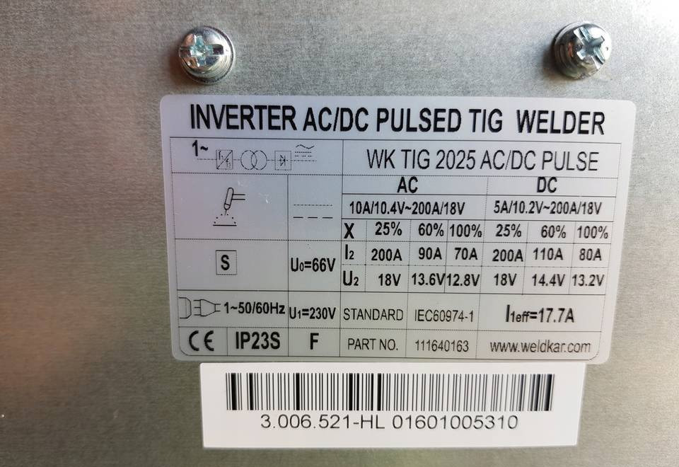 Spawarka Tig CEBORA WK 2025 AC/DC Puls, 200 A - Zváracia technika: obrázok 2 Spawarka Tig CEBORA WK 2025 AC/DC Puls, 200 A - Zváracia technika: obrázok 2