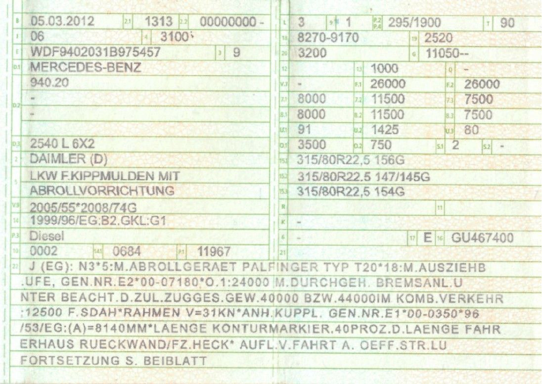 Mercedes-Benz 2540 L 6x2 Palfinger T20 mit hydr. Containerverr - Hákový nosič kontajnerov: obrázok 2 Mercedes-Benz 2540 L 6x2 Palfinger T20 mit hydr. Containerverr - Hákový nosič kontajnerov: obrázok 2