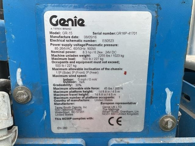 Genie GR15 - Stĺpová plošina: obrázok 5 Genie GR15 - Stĺpová plošina: obrázok 5