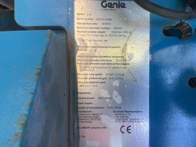Genie S45 - Teleskopická plošina: obrázok 5 Genie S45 - Teleskopická plošina: obrázok 5