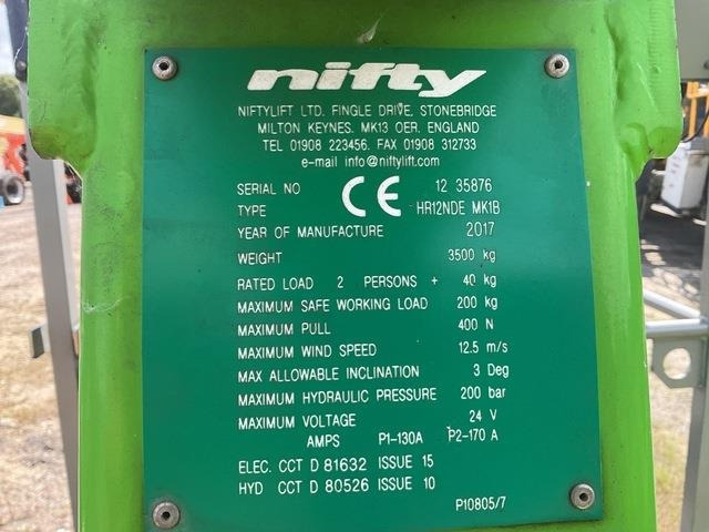 Niftylift HR12NDE - Kĺbová pracovná plošina: obrázok 5 Niftylift HR12NDE - Kĺbová pracovná plošina: obrázok 5