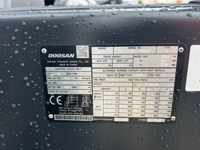 Doosan B20T-7 PLUS - Elektrický vysokozdvižný vozík: obrázok 5 Doosan B20T-7 PLUS - Elektrický vysokozdvižný vozík: obrázok 5