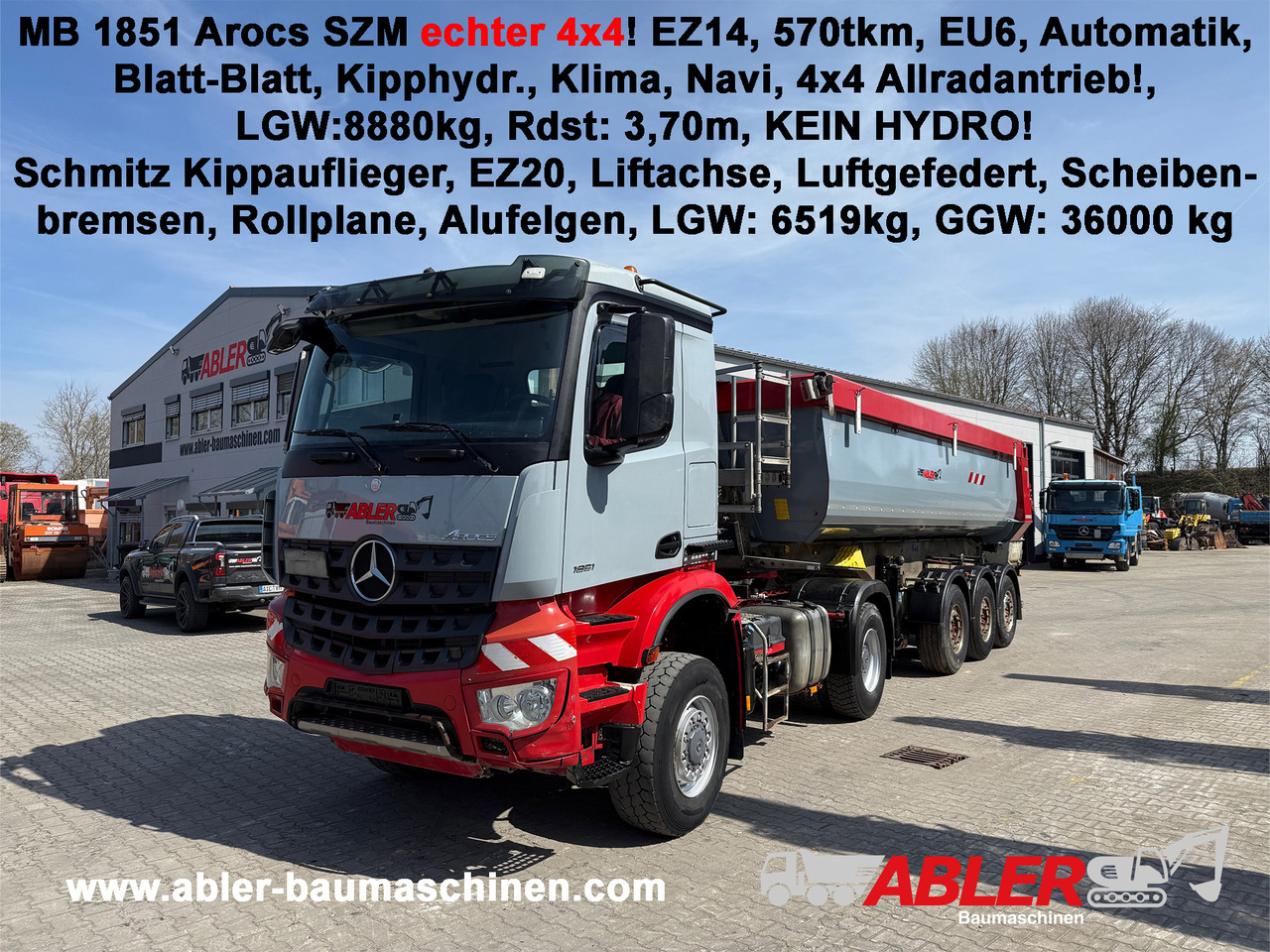 Mercedes-Benz 1851 Arocs ECHTER 4x4 mit Schmitz Kippauflieger - Sklápač: obrázok 1 Mercedes-Benz 1851 Arocs ECHTER 4x4 mit Schmitz Kippauflieger - Sklápač: obrázok 1